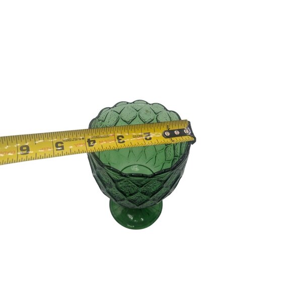 Vintage Harlequin Pattern Green Glass Pedestal Drinking Wine Water Goblet - Picture 6 of 12